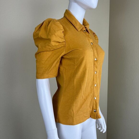 Nation LTD Women's Size S Yellow Ennis Workshirt Top NEW Retro Modern Cotton 70s - Picture 8 of 13